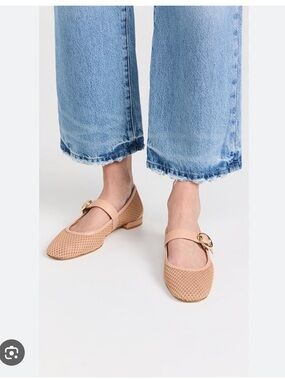 Stuart Weitzman Light Blue Arabella Mary Jane Mesh Flats 37.5 or 7B